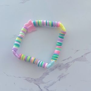 Super cute handmade clay beaded butterfly bracelet.